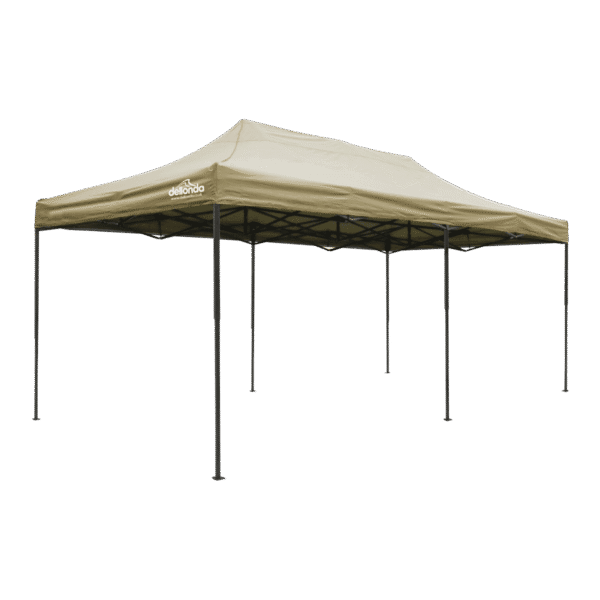 Dellonda Premium 3x6m Pop-Up Gazebo, Heavy Duty, PVC Coated, Water-Resistant Fabric Supplied with Carry Bag, Rope, Stakes & Weight Bags - Beige Canopy
