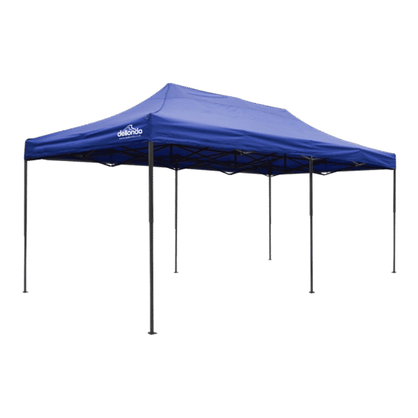 Dellonda Premium 3x6m Pop-Up Gazebo, Heavy Duty, PVC Coated, Water-Resistant Fabric, Supplied with Carry Bag, Rope, Stakes & Weight Bags - Blue Canopy