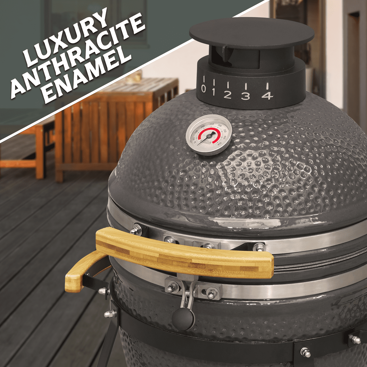 Dellonda Deluxe 16"(40cm) Ceramic Kamado Style BBQ - Image 2