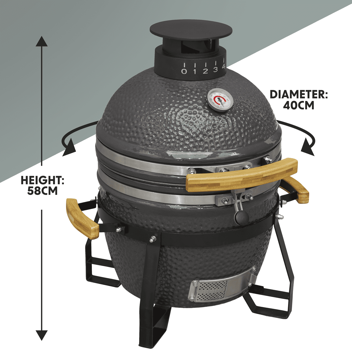 Dellonda Deluxe 16"(40cm) Ceramic Kamado Style BBQ - Image 3