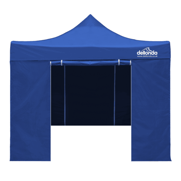 Dellonda Premium 2x2m Pop-Up Gazebo & Side Walls, PVC Coated, Water-Resistant Fabric, Supplied with Carry Bag, Rope, Stakes & Weight Bags - Blue