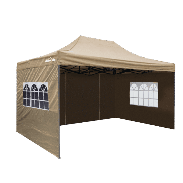 Dellonda Premium 3x4.5m Pop-Up Gazebo & Side Walls, PVC Coated, Water-Resistant Fabric with Carry Bag, Rope, Stakes & Weight Bags - Beige