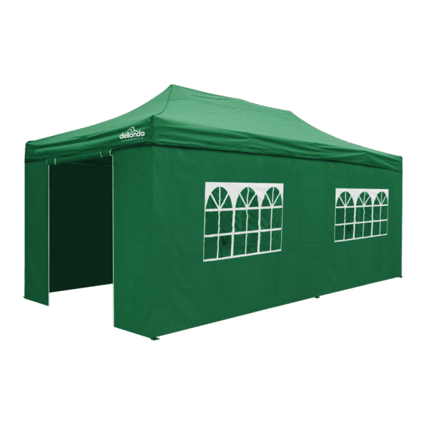 Dellonda Premium 3x6m Pop-Up Gazebo & Side Walls, PVC Coated, Water-Resistant Fabric with Carry Bag, Rope, Stakes & Weight Bags - Green