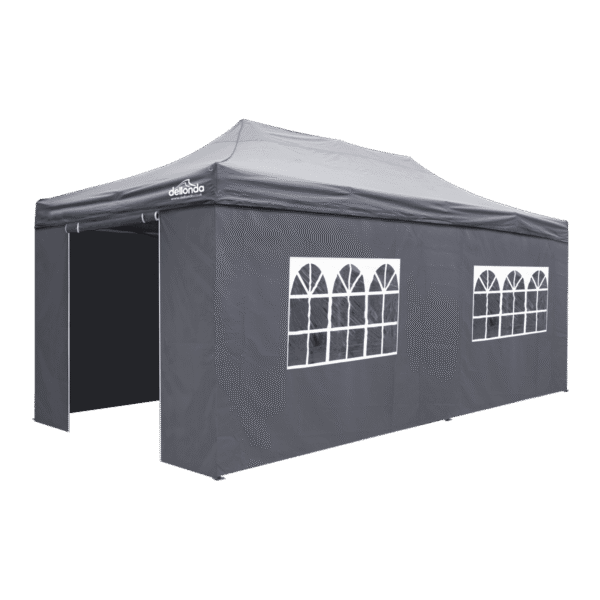 Dellonda Premium 3x6m Pop-Up Gazebo & Side Walls, PVC Coated, Water-Resistant Fabric with Carry Bag, Rope, Stakes & Weight Bags - Grey