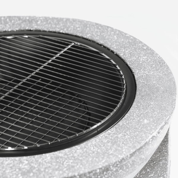 Dellonda Round MgO Fire Pit with BBQ Grill & Safety Mesh Screen 75cm - Light Grey