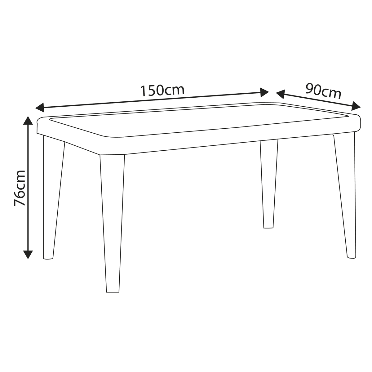 Dellonda Weather-Resistant Polypropylene/Fibreglass Dining Table with Tempered Glass Top - Dark Brown - Image 2