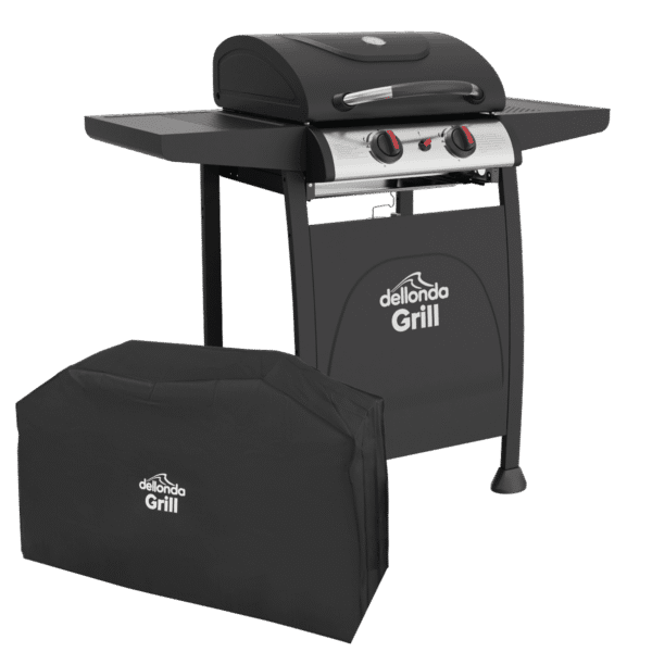 Dellonda 2 Burner Gas BBQ Grill with Piezo Ignition, Thermometer & Cover