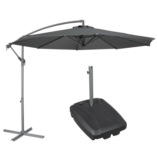Dellonda Banana Parasol with Cover & Base 3m - Grey