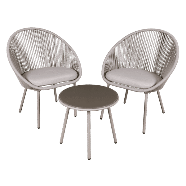 Dellonda Como Steel Bistro Set with Tempered Glass Tabletop 3pc