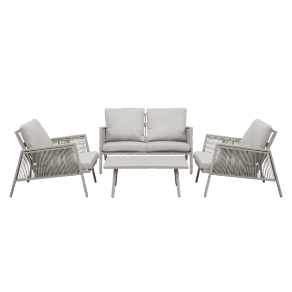 Dellonda Fusion Aluminium Outdoor Sofa, Arm Chairs & Coffee Table Set 4pc