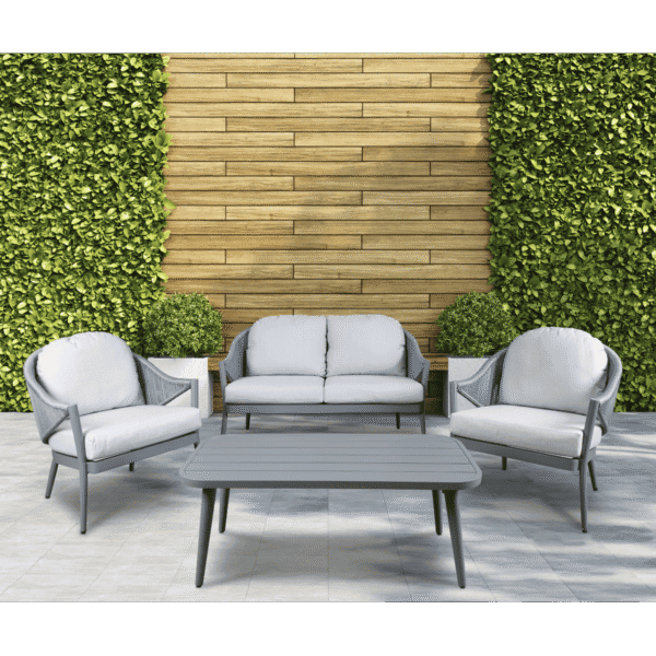 Dellonda Echo Aluminium Outdoor Sofa, Chair & Coffee Table Set 4pc