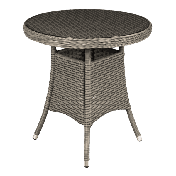 Dellonda Chester Rattan Wicker Round Outdoor Table with Tempered Glass Top