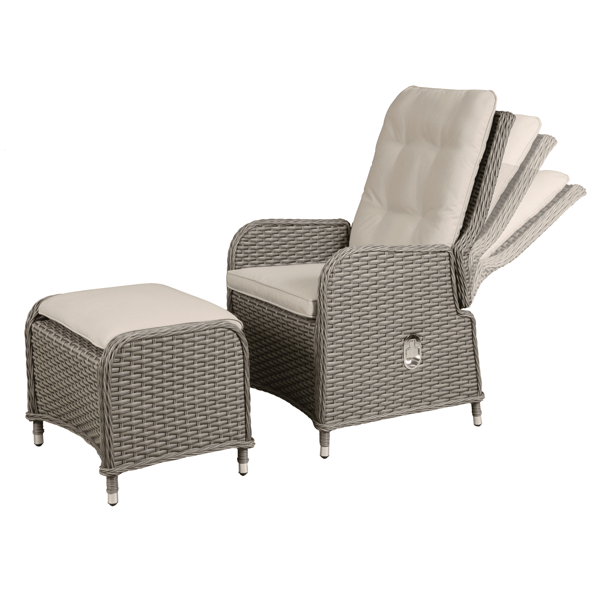 Dellonda Chester Rattan Wicker Outdoor Recliner Loungers & Table Set 5pc - Image 8