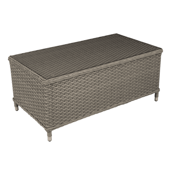 Dellonda Chester Rattan Wicker Outdoor Balcony Table with Tempered Glass Top