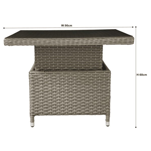 Dellonda Chester Rattan Wicker Adjustable-Height Outdoor Dining Table