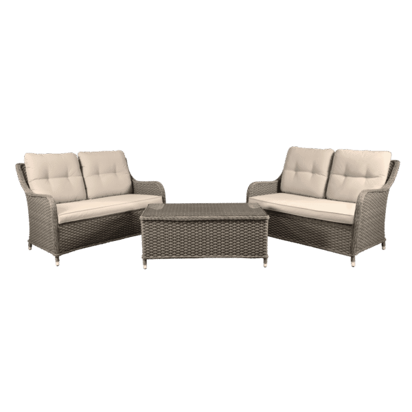 Dellonda Chester Rattan Wicker Outdoor Lounge Set 3pc