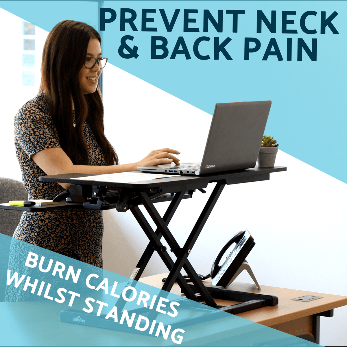 Dellonda 89cm Adjustable-Height Standing Desk Riser 15kg Capacity - Image 10