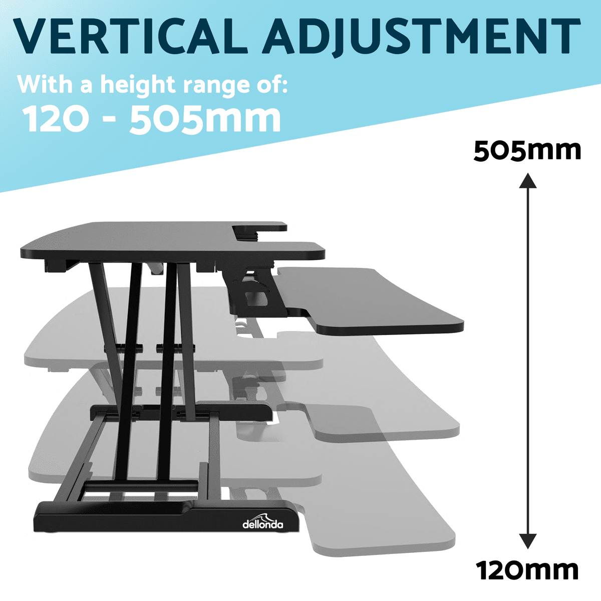 Dellonda 89cm Adjustable-Height Standing Desk Riser 15kg Capacity - Image 11