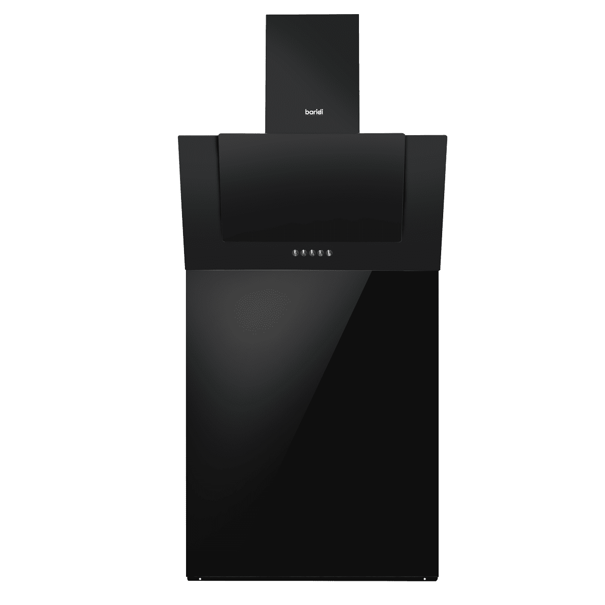 Baridi Angled Chimney Cooker Hood with Carbon Filters, LED Lamp & Splashback - Black Glass