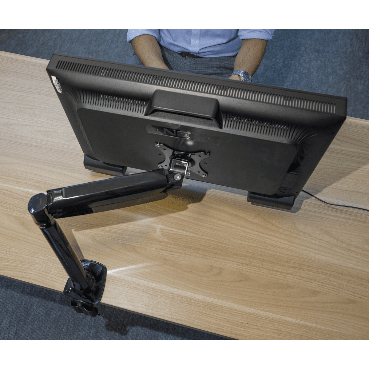 Dellonda Adjustable Single Monitor Arm with 360° Rotation - Black - Image 8