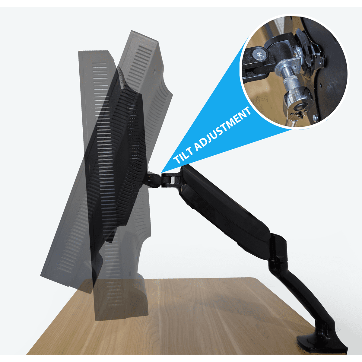 Dellonda Adjustable Single Monitor Arm with 360° Rotation - Black - Image 9