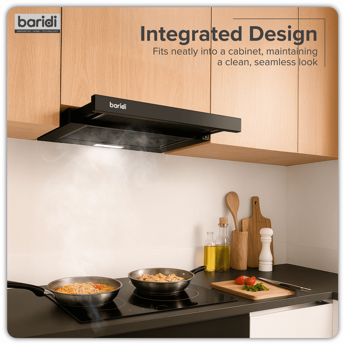 Baridi Telescopic Cooker Hood with Aluminium Filters 60cm - Black - Image 8