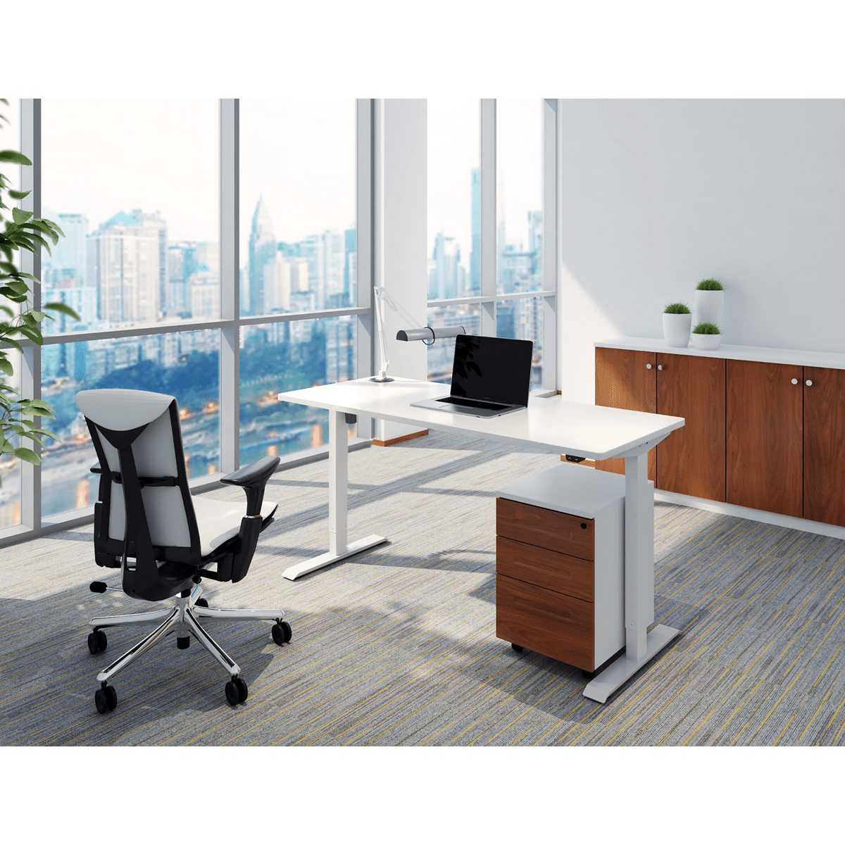 Dellonda Single Motor Ultra-Quiet Adjustable-Height Electric Sit/Stand Desk - White Desktop - Image 6