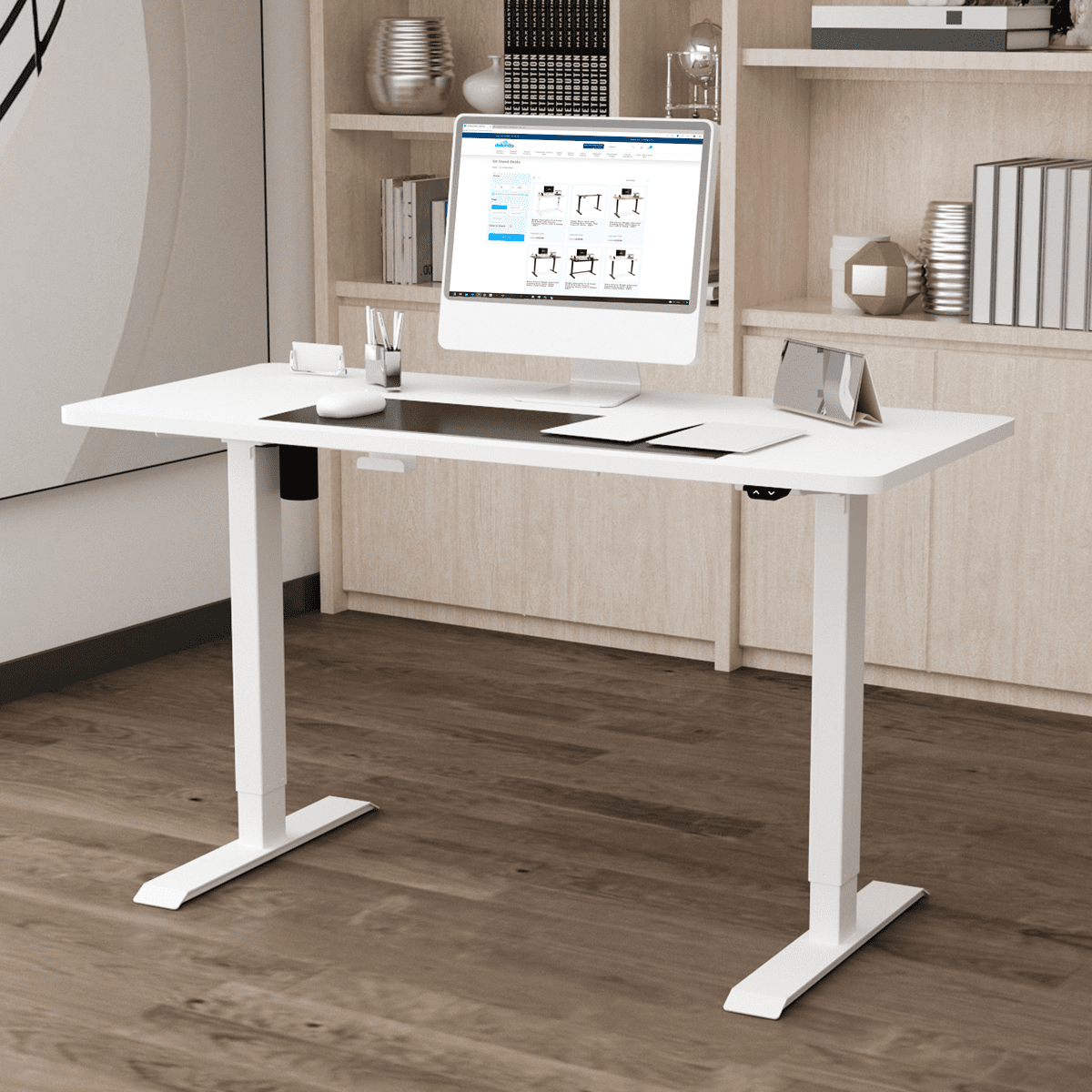 Dellonda Single Motor Ultra-Quiet Adjustable-Height Electric Sit/Stand Desk - White Desktop - Image 7