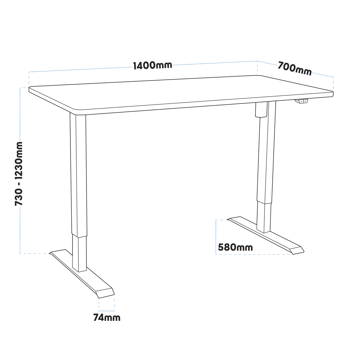 Dellonda Single Motor Ultra-Quiet Adjustable-Height Electric Sit/Stand Desk - White Desktop - Image 8