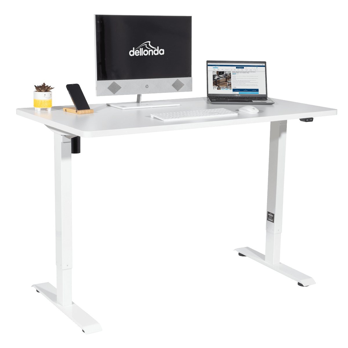 Dellonda Single Motor Ultra-Quiet Adjustable-Height Electric Sit/Stand Desk - White Desktop - Image 4