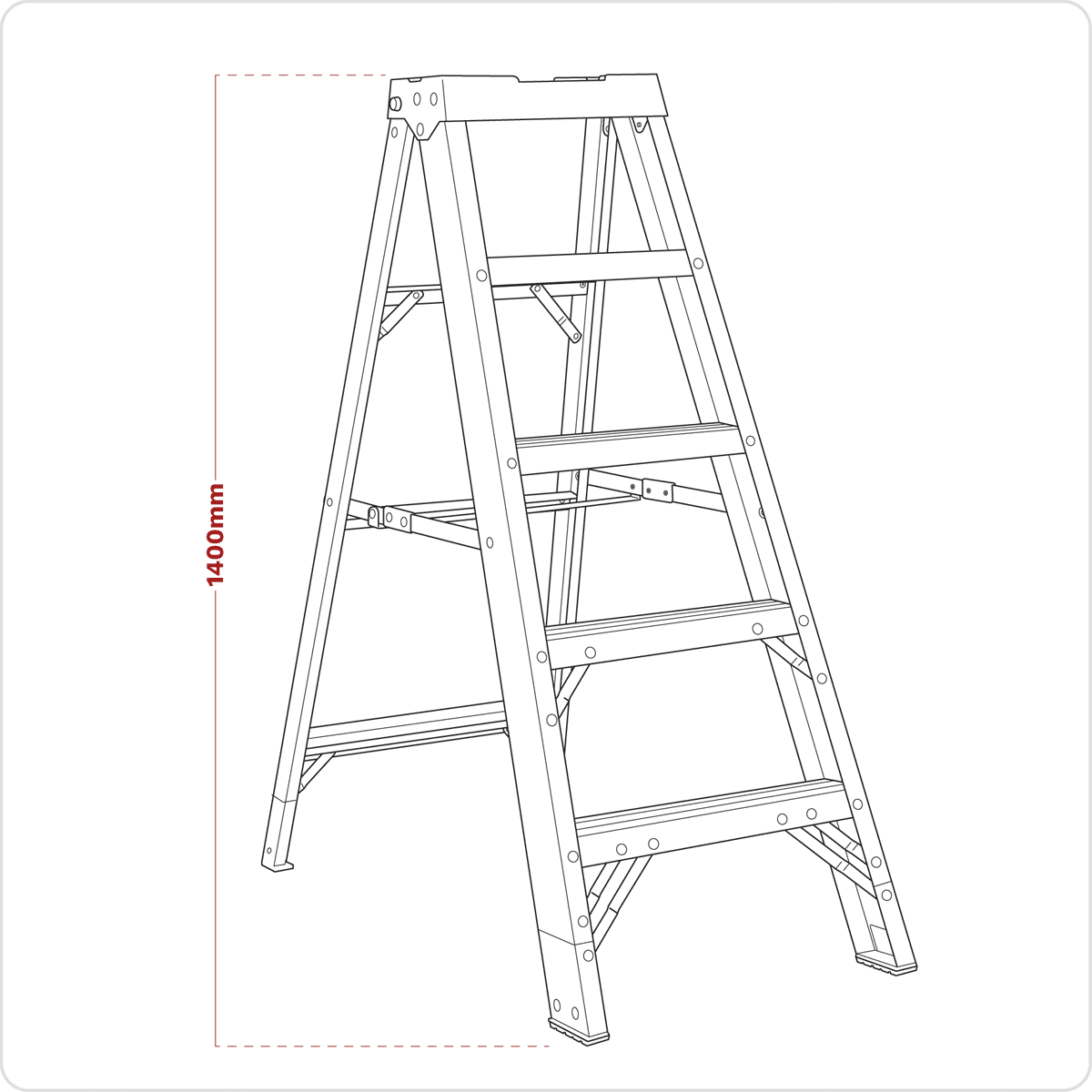 Fibreglass Step Ladder 4-Tread - EN 131 - Image 3