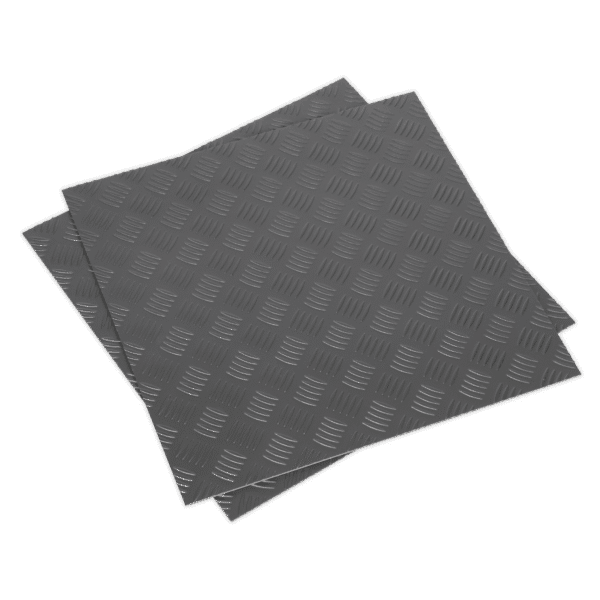Vinyl Floor Tile with Peel & Stick Backing Silver Treadplate - Pack of 16