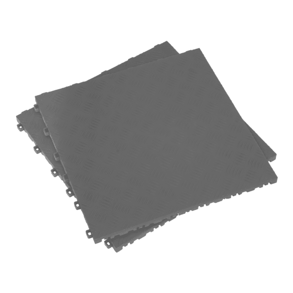 Polypropylene Floor Tile 400 x 400mm, Grey Treadplate - Pack of 9