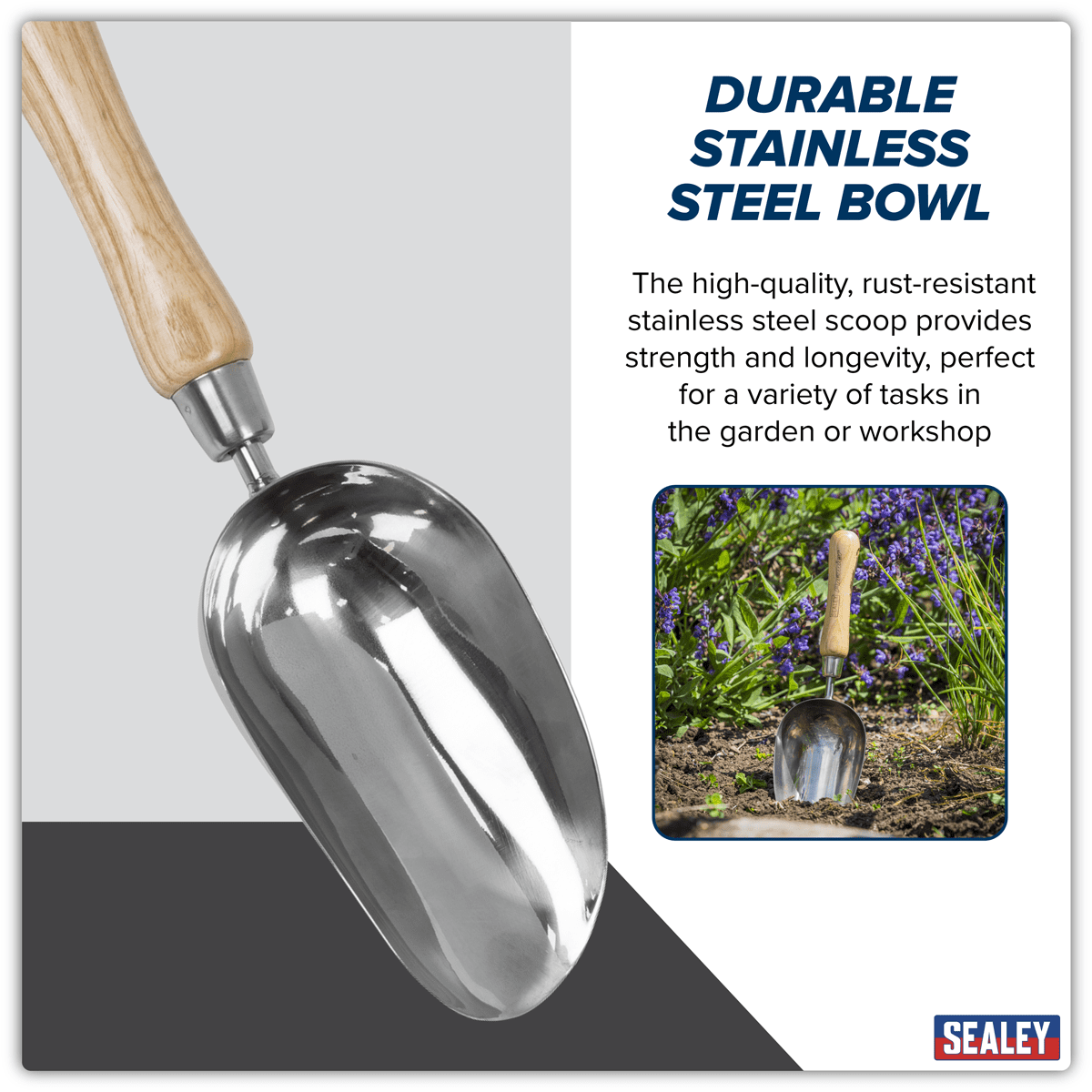 Premier Garden Scoop with Ash Handle & Stainless Steel Head