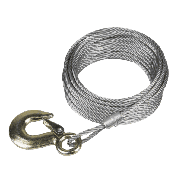 Winch Cable/Wire Rope with Forged Hook 5.1mm x 10m 810kg Breaking Strength