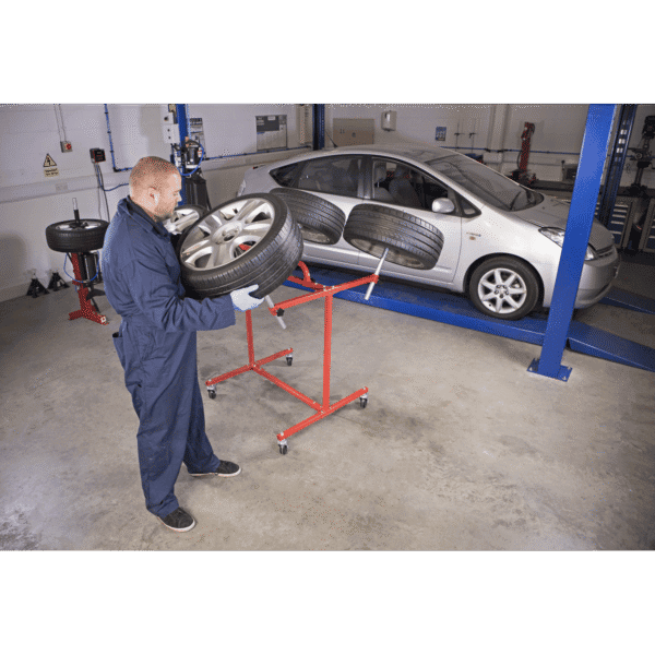 Heavy-Duty Alloy Wheel Painting/Repair Stand 4 Wheel Capacity