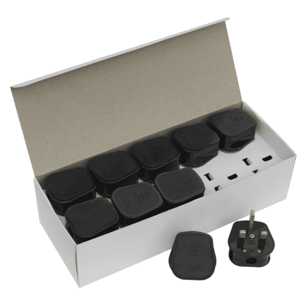 13A Rewirable Plug - Black - Pack of 20
