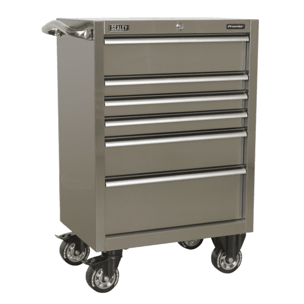 Premier™ Heavy-Duty Rollcab 6 Drawer 675mm - Stainless Steel