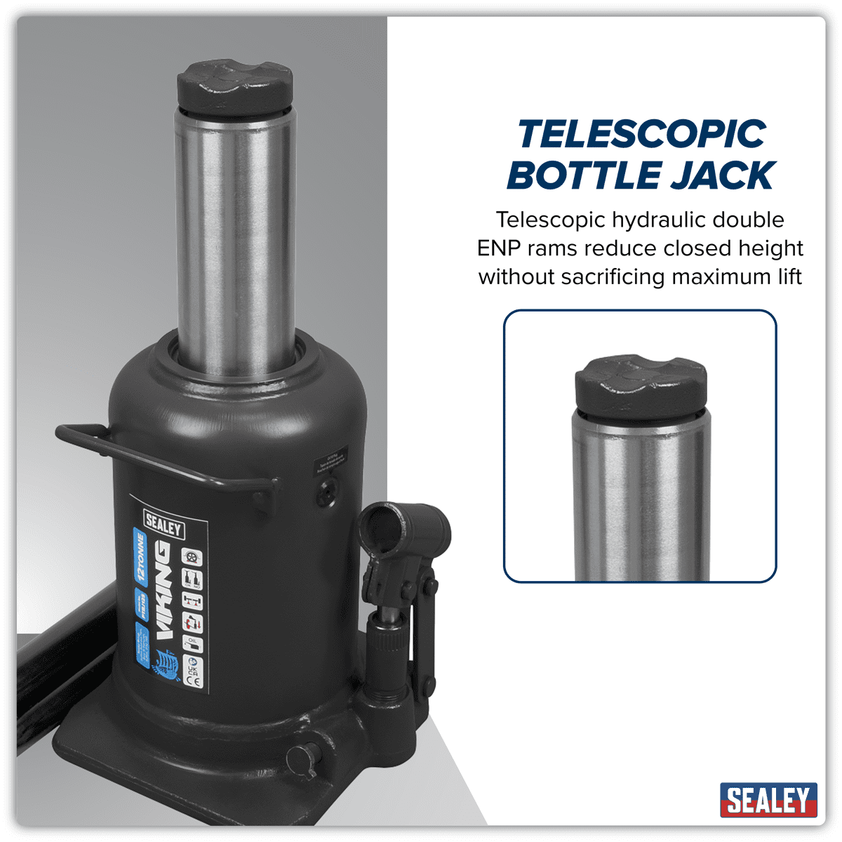 Viking Telescopic Bottle Jack 12 Tonne - Image 3