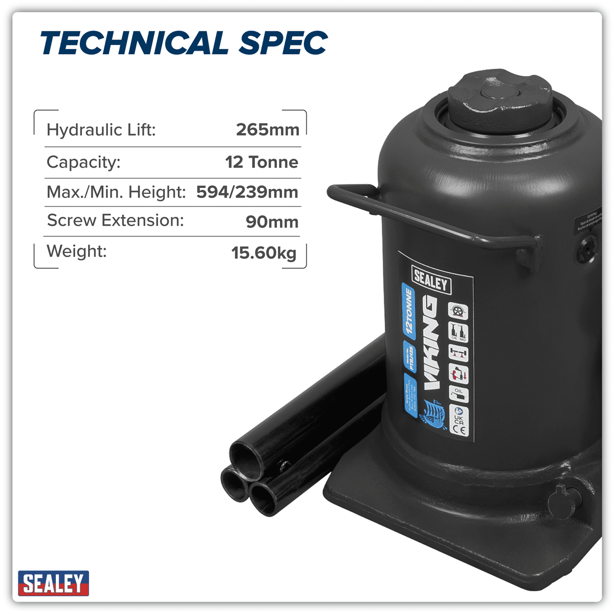 Viking Telescopic Bottle Jack 12 Tonne