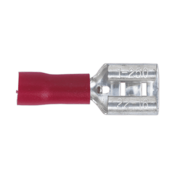 Push-On Female Terminal 6.3mm, Red - Pack of 100