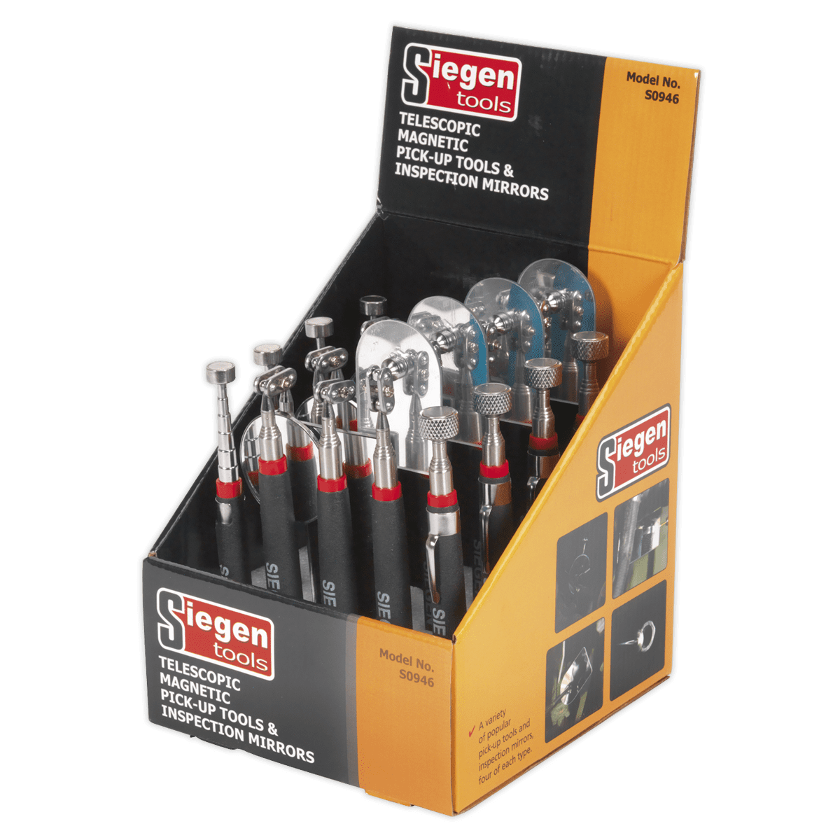 Siegen Telescopic Magnetic Pick-Up Tools & Inspection Mirrors - Display Box of 20 - Image 6