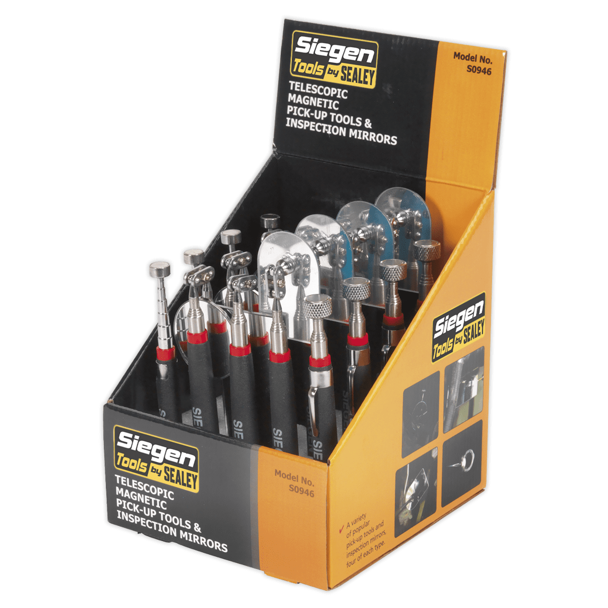 Siegen Telescopic Magnetic Pick-Up Tools & Inspection Mirrors - Display Box of 20 - Image 7