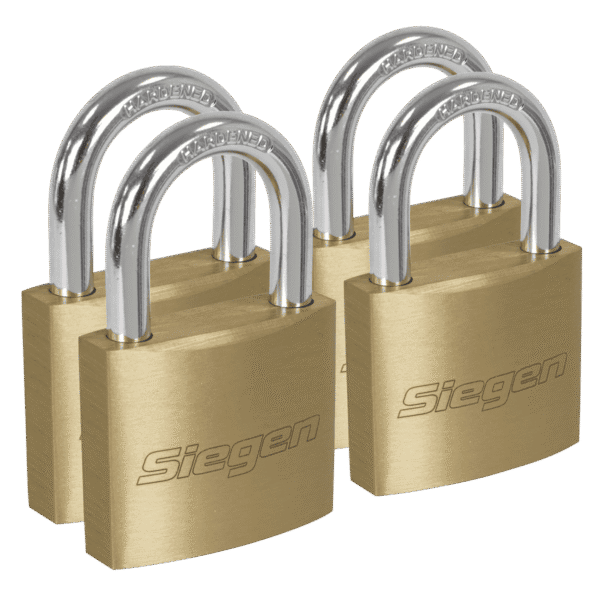 Siegen Brass Body Padlock with Brass Cylinder Keyed Alike - Pack of 4