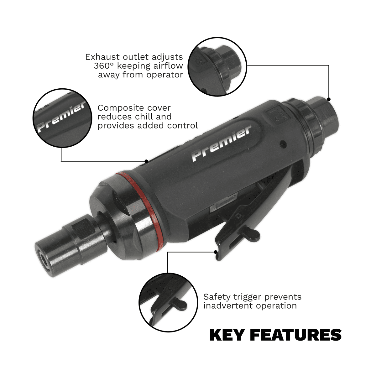 Premier Midi Straight Air Die Grinder 6mm - Image 2