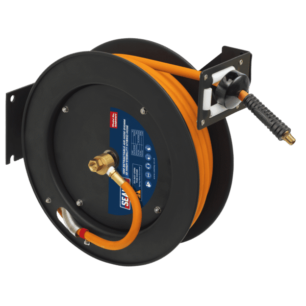 15m Retractable High-Visibility Hybrid Air Hose with Steel Reel 10mm ID