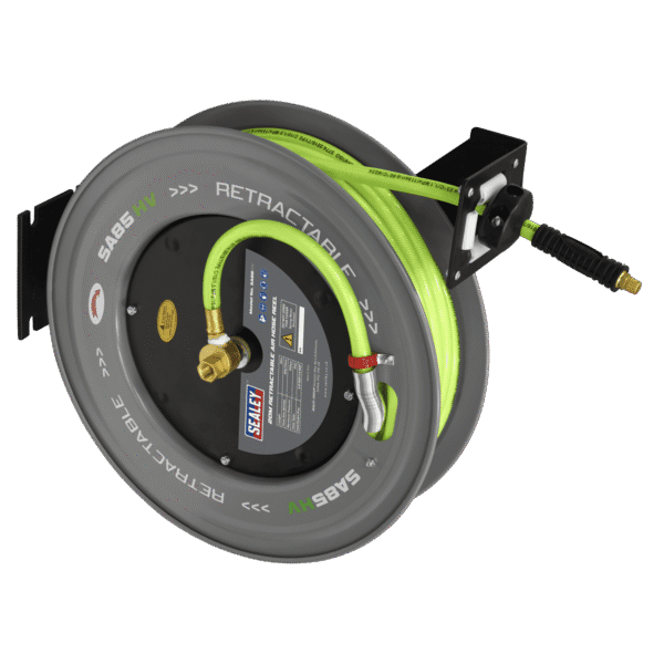 20m Retractable High-Visibility PVC Air Hose with Steel Reel 10mm ID