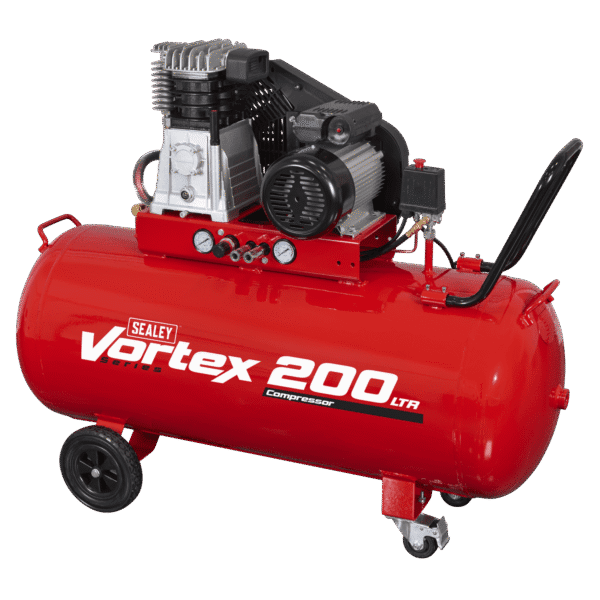 200L Belt Drive Air Compressor with Cast Cylinders & Wheels 3.5hp