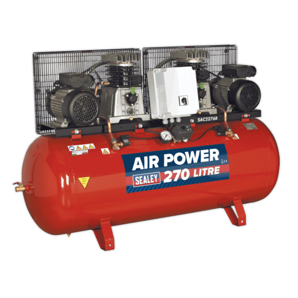 270L Belt Drive Air Compressor with Cast Cylinders 2 x 3hp