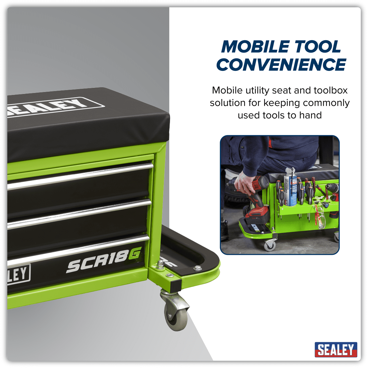 Mechanic's Utility Seat & Toolbox - Green - Image 16